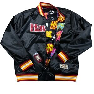 NEW Mitchell & Ness Atlanta Hawks Reversible Satin Bomber Jacket Graffiti Mens L